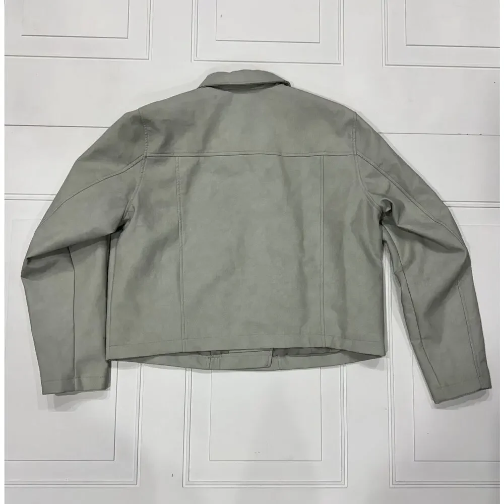 LC Lauren Conrad Faux Leather Moto Jacket Womens XL Blue Silver Asymmetrical Zip - Picture 4 of 4